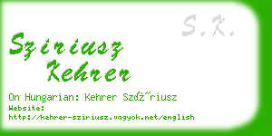 sziriusz kehrer business card